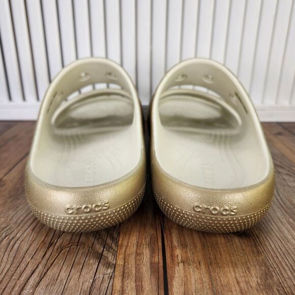 Crocs Classic v2 Slide Sandals Mens Size 9 Metallic Gold Slip On Comfort Casual main image 7